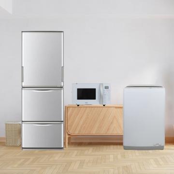 らくらく家電3点セット(冷蔵庫350L・7k洗濯機・オーブンレンジ)レンタル(大型商品)