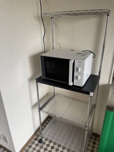 レンジ台、電子レンジの写真